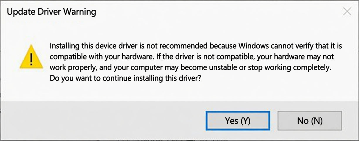 Confirm driver installation