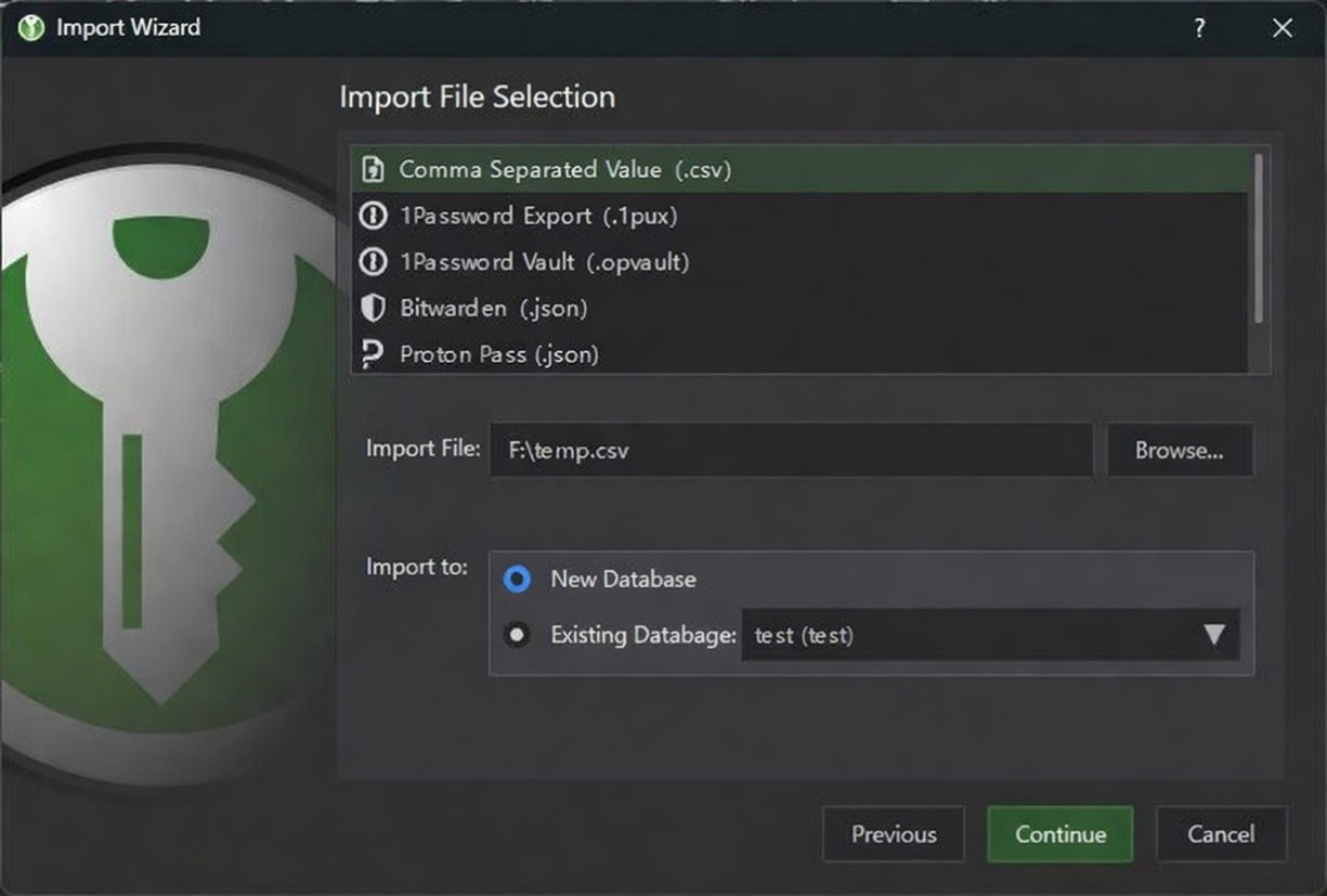 Choose file and location