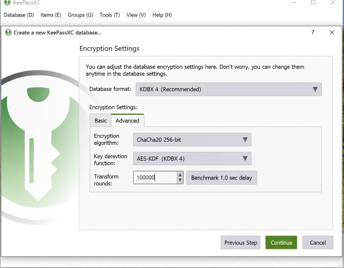 Encryption settings
