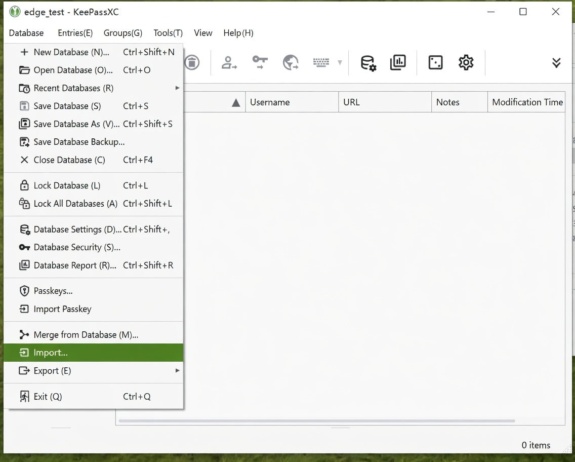KeePassXC Import