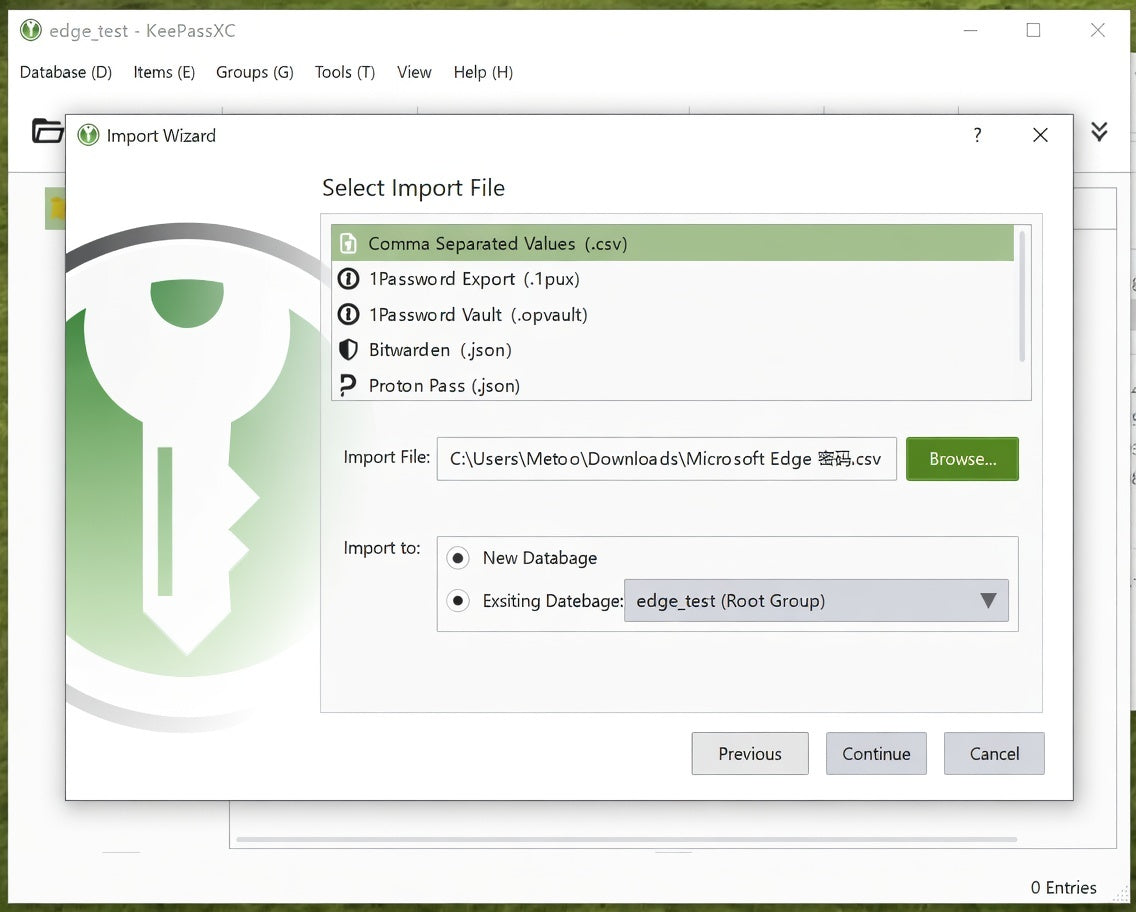 Choose import file