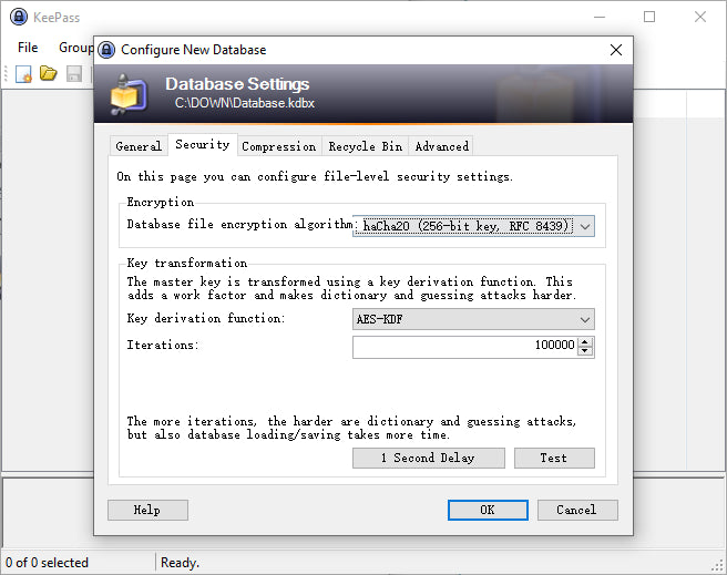 Encryption settings